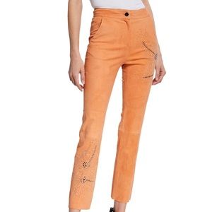 Nour Hammour lambskin suede pants with tropical studded detail